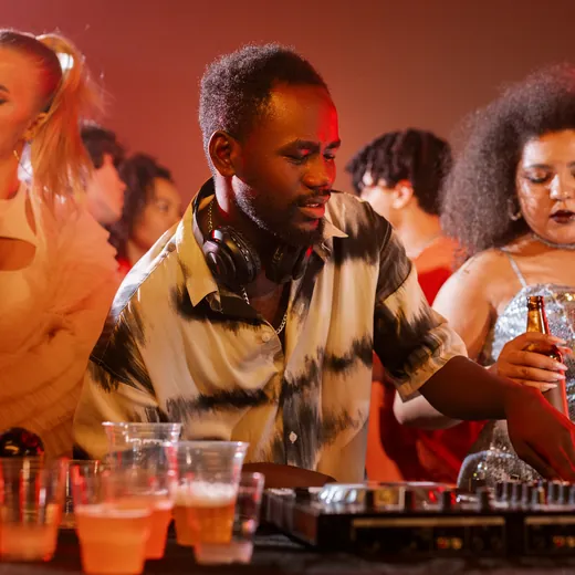 A DJ playing to a crowd